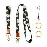 Cactus, Peony, Flower, Fragmented Polyester Wrist Strap, Leopard Pattern ID Hanging Rope, Mobile Phone Rope