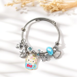 Stainless steel KT cat bead DIY bracelet