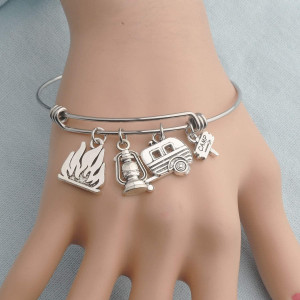 Stainless steel kerosene lamp RV road sign outdoor theme style bracelet