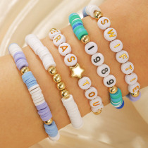 Taylor Soft Ceramic Colored Friendship Letter Beaded Bracelet