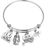 Stainless steel kerosene lamp RV road sign outdoor theme style bracelet