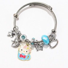 Stainless steel KT cat bead DIY bracelet
