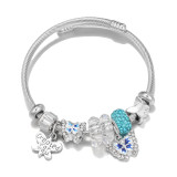Stainless steel butterfly adjustable opening bracelet