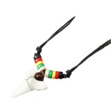 Bohemian Summer Holiday Surfing Wooden Beads Shark Tooth Necklace