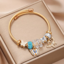 Stainless steel butterfly adjustable opening bracelet