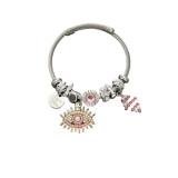 Stainless steel Devil's Eye adjustable opening bracelet
