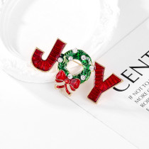 Christmas diamond studded oil drop bow JOY brooch