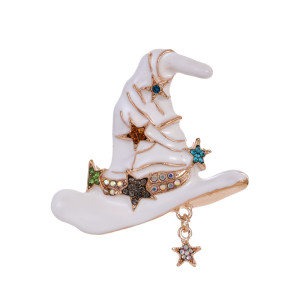Christmas vintage wizard hat with oil dripping and diamond studded brooch