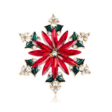 Christmas snowflake alloy diamond studded brooch