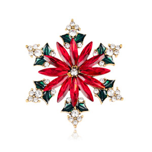 Christmas snowflake alloy diamond studded brooch