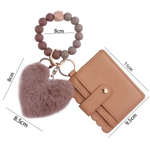 Cartoon Plush Love Card Bag Beads DIY Silicone Bracelet Bracelet Wallet Keychain