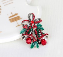 Christmas diamond studded bell brooch