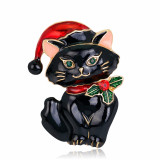 Christmas Cute Cat Drip Oil Diamond Set Brooch