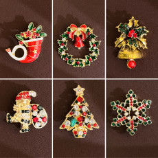Christmas cute and funny Christmas tree bell boots snowflake holiday brooch