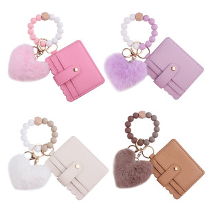 Cartoon Plush Love Card Bag Beads DIY Silicone Bracelet Bracelet Wallet Keychain