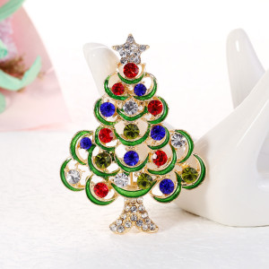 Christmas Diamond Dripping Oil Christmas Tree Brooch