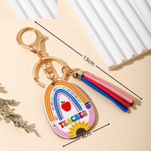 Rainbow Wood Brand Tassel Keychain Pendant Creative Pencil Love Teacher's Day Gift