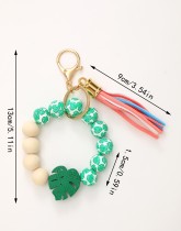 Colorful wooden bead bracelet keychain tassel cat paw leaf bracelet pendant