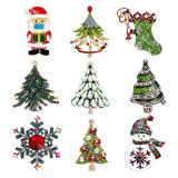 Christmas brooch reindeer alloy drip oil Christmas tree snowman bell decoration