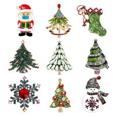 Christmas brooch reindeer alloy drip oil Christmas tree snowman bell decoration