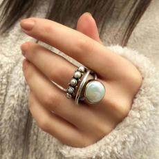 Creative Pearl Opening Fashion Diamond Set Ring