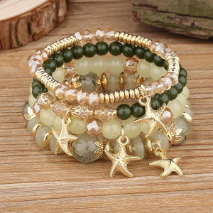 Bohemian ethnic style multi-layer wooden bead glass bead bead bead bracelet