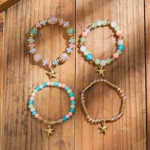 Bohemian ethnic style multi-layer wooden bead glass bead bead bead bracelet