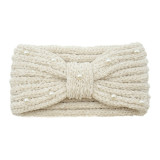 Pearl bow headband, sports headband, ear protection headband, knitted headband, warm woolen hair accessory