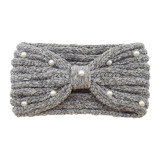 Pearl bow headband, sports headband, ear protection headband, knitted headband, warm woolen hair accessory