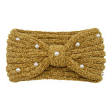 Pearl bow headband, sports headband, ear protection headband, knitted headband, warm woolen hair accessory