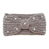 Pearl bow headband, sports headband, ear protection headband, knitted headband, warm woolen hair accessory