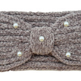 Pearl bow headband, sports headband, ear protection headband, knitted headband, warm woolen hair accessory