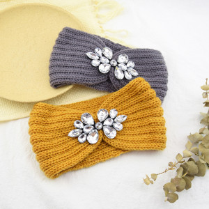 Headwear headband, butterfly tie headband, knitted headband, warm yarn, rhinestone headband