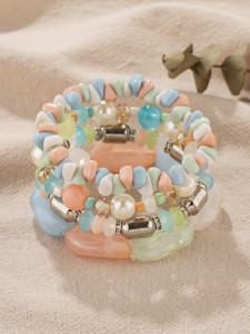 Bohemian ethnic style multi-layer wooden bead glass bead bead bead bracelet