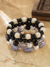 Bohemian ethnic style multi-layer wooden bead glass bead bead bead bracelet