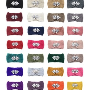 Headwear headband, butterfly tie headband, knitted headband, warm yarn, rhinestone headband