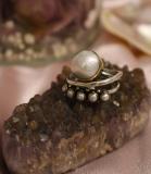 Creative Pearl Opening Fashion Diamond Set Ring