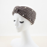 Pearl bow headband, sports headband, ear protection headband, knitted headband, warm woolen hair accessory