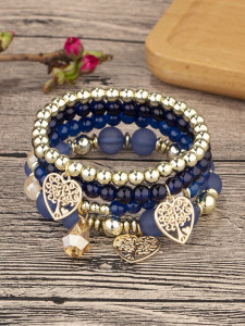 Multi layer bead bracelet Bohemian glass bead Tree of Life pendant layered bracelet