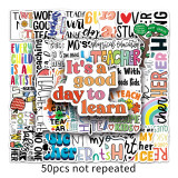 50 Teacher Graffiti Personalized Inspirational English Decorations Guitar Phone Case Waterproof Wholesale Luggage Waterproof Stickers