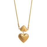 Stainless steel rhinestone love necklace