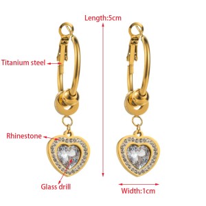 Stainless Steel Love Geometric Square Earrings