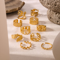 Stainless steel textured irregular opening adjustable multi-layer hollow ring