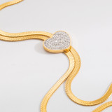 Stainless steel rhinestone love necklace