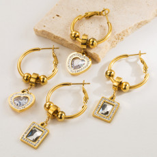 Stainless Steel Love Geometric Square Earrings