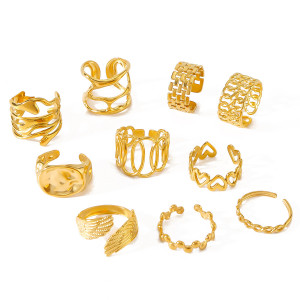 Stainless steel textured irregular opening adjustable multi-layer hollow ring