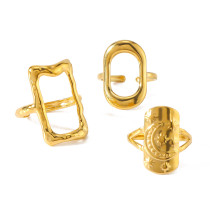 Stainless steel irregular geometric hollow opening adjustable ring