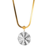 Stainless steel rhinestone love necklace