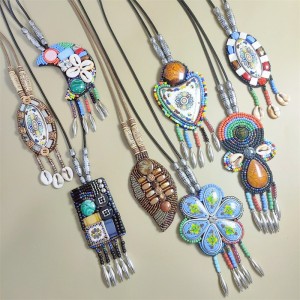 Nepal Jewelry Ceramic Shell Necklace Long Handmade Bohemian Necklace
