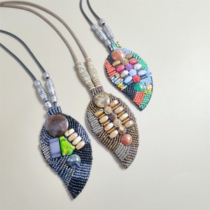 Nepal Jewelry Ceramic Shell Necklace Long Handmade Bohemian Necklace
